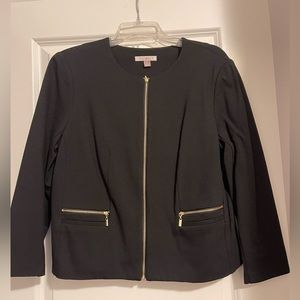Black dress blazer sz large zip up and zip detail on pockets